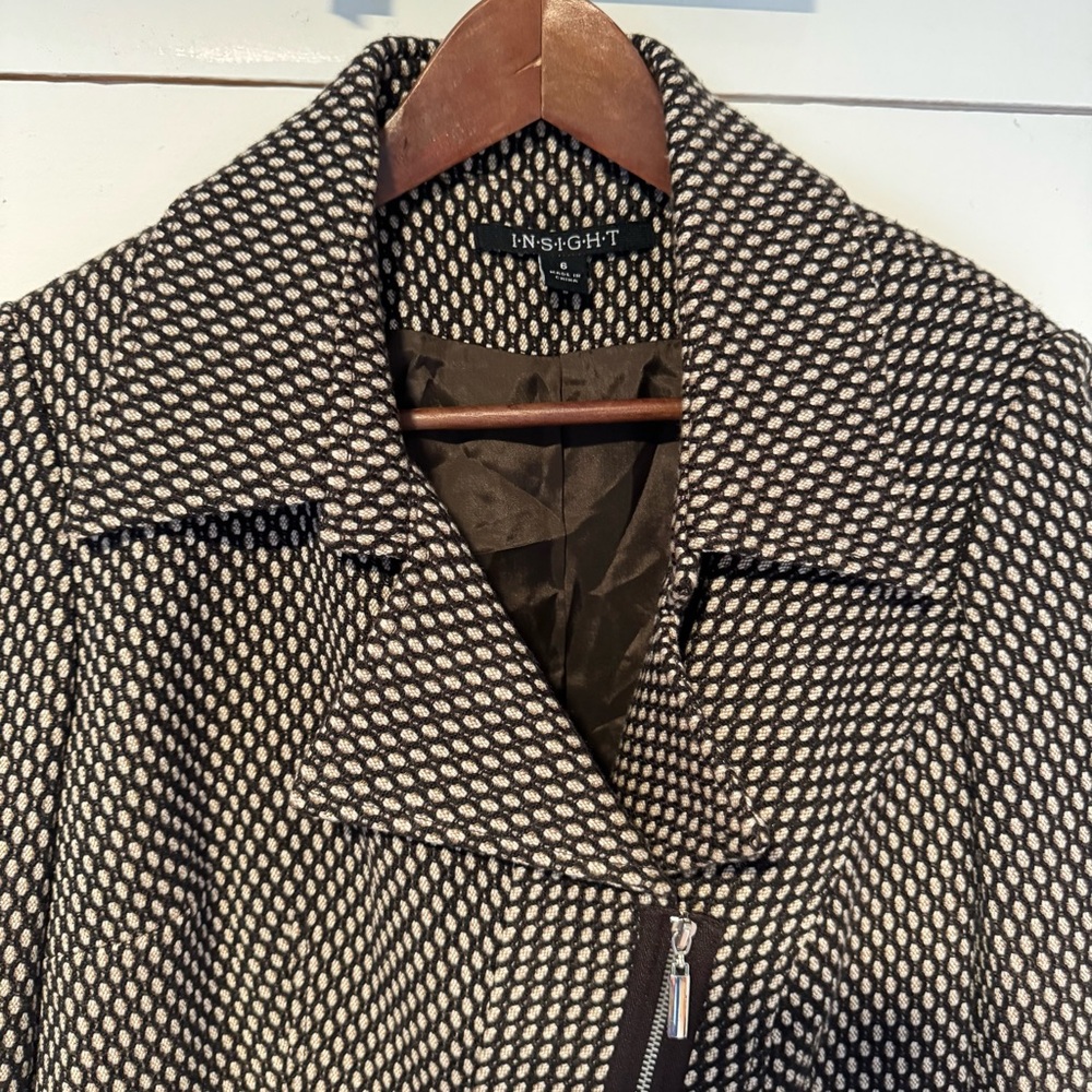 Insight brown tweed moto jacket blazer. Size: 6 - Picture 2 of 10
